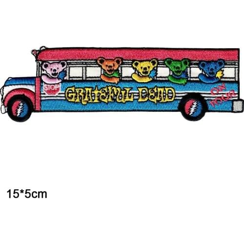 Greatful Dead Bus Iron On Patches Embroidered Clothes Patch For Clothing Clothes Stickers Garment Apparel Accessories