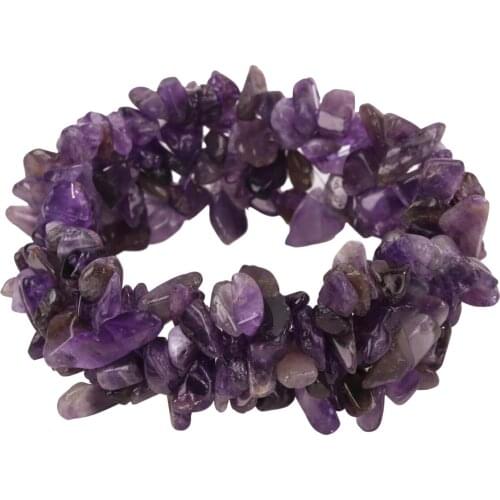 YACQ Amethyst Stretch Cuff Bracelet 5 Layer Braided Chunky Chakra Bracelet Handmade Bridal Jewelry gifts for Women Girls Mom