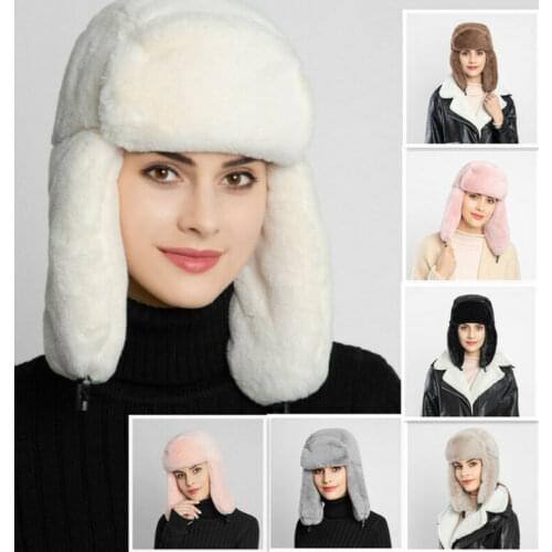 Womens Earcuff Hats Winter Warm Earmuffs Thicken Ear-flapped Hat Female Faux Fur Bomber Hats Fashion New 7 Colors