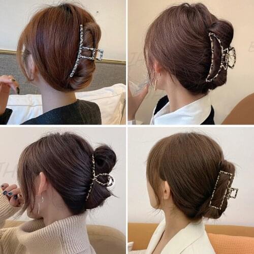 2021 New Leopard Crabs Hair Clips For Women Fashion Metal Hair Claw Girl Hollow Out Geometric Butterfly Cat Ear Hair Accessories