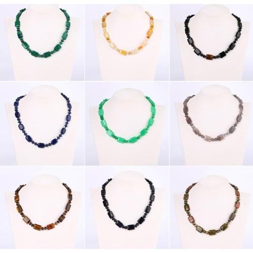 Beaded Necklace Natural Stone Necklace Beads Statement Choker Bib Collar For Women Fashion Jewelry Opal Onyx Chalcedony Stone