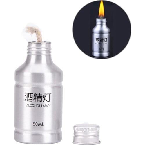1Pc 50ml Portable Lamp Alcohol Liquid Metal Stoves Outdoor For Hiking Survival Camping Not Include Alcohol Heating Lab Equipment