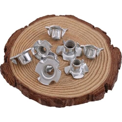 5/10/20/50PCS M3 M4 M5 M6 M8 M10 M12 Four Claws Nut Speaker Nut T-nut Blind Pronged Insert Tee Nut for Wood Furniture Hardware
