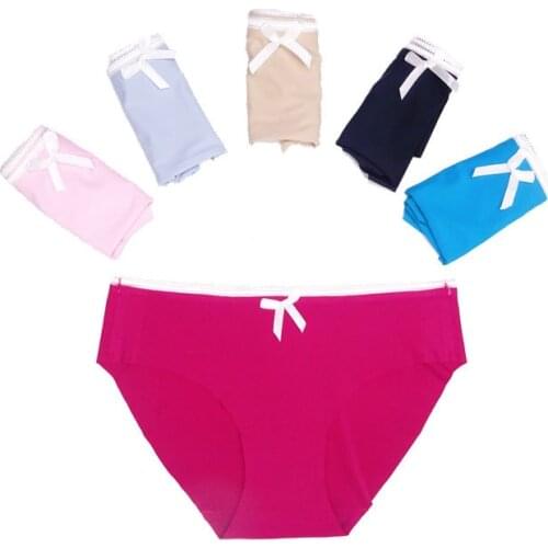 Moonflame 5 pcs/lots New Arrival 2021 Summer Ladies Underwear 6 Solid Color Comfortable Seamless Women Briefs Panties 89175