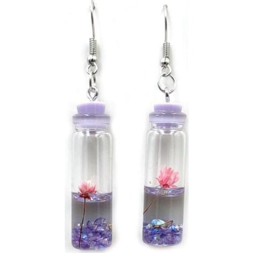 7 Pairs Long Resin Flower Earrings Japan And South Korea Exquisite Small Proportion Bottle Eardrop Female Fashion Jewelry