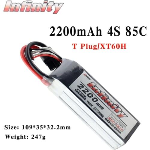 Infinity LiPo Battery 4S 2200mah 85C with T Plug XT60H Stecker Graphene Tech for RC Quadcopter Drone
