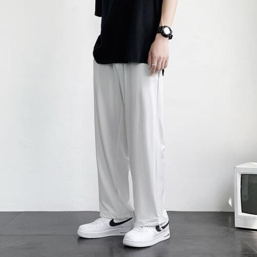 Pants Summer Men Women Solid Color Loosening Casual Neutral Wind Ice Silk Smooth Vertical Feeling Show Thin Sport Free Shipping
