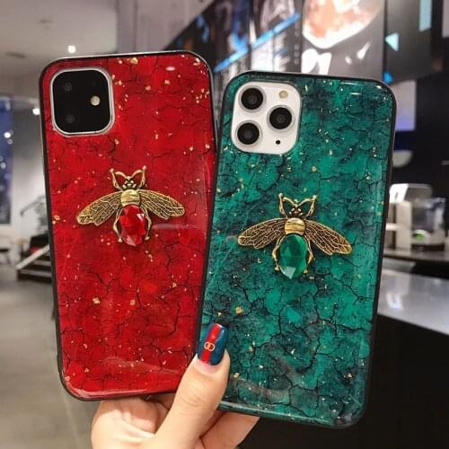 Bling Bee Phone Case For iPhone 11 7 8 6S Plus X XR XS Max Luxury Bling Gold Foil Marble Glitter Soft TPU For iPhone 11 Pro Max