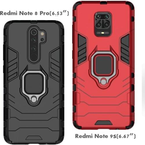 For Xiaomi Redmi Note 9s 9 s Case Armor PC Cover Metal Ring Holder Phone Case For Redmi Note 8 Pro Cover Shockproof Hard Bumper