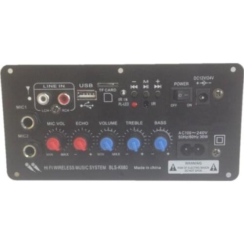 Subwoofer Digital Bluetooth Amplifier Board Dual Microphone Karaoke Amplifiers 12V 24V 220V For 8-12Inch Speaker DIY