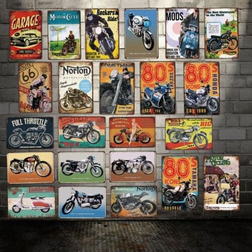 [ DecorMan ] Motorcycles Garage BSA SEXY LADY Wall Sign Custom Poster Route 66 Metal Paintings Bar PUB Decor LT-1799