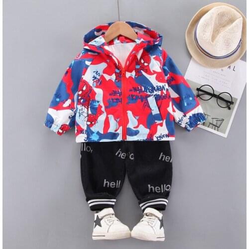 New Spring Autumn Cotton Children Baby Boys Girls Zipper Cartoon Hoodies Jacket Pants 2Pcs/sets Out Kid Fashion Sport Clothing