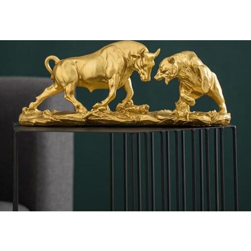 European Golden Resin Tiger Leopard Model Sculpture Living Room Countertop Decoration Animal Statue Figurines Home Decoration
