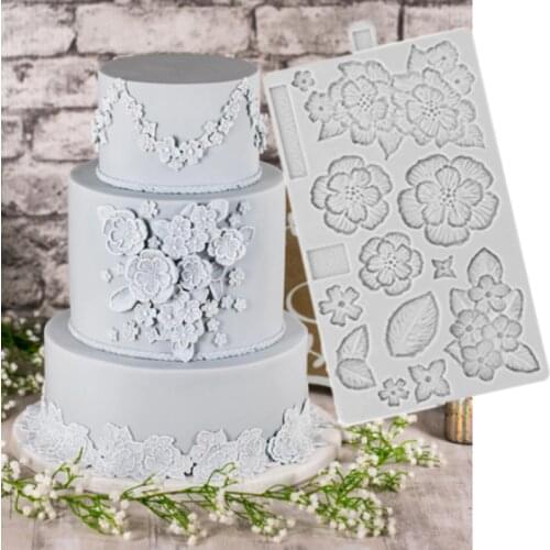 Brush Embroidery Mould Fondant Cake Decorating Tools Silicone Molds Sugarcrafts Chocolate Baking Tools for Cakes Gumpaste Form