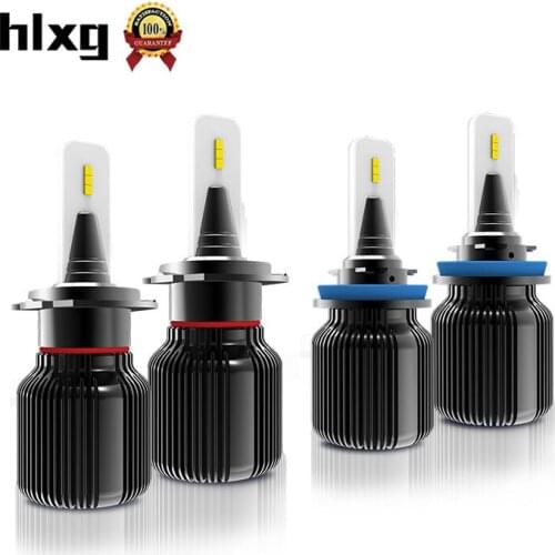 HLXG 2pcs/lot Car Headlight Led Bulbs H7 H4 H11 CSP Chip H8 H9 HB3 9005 HB4 9006 40W 8000lm 6000K 12V 24V Auto Headlamp Light