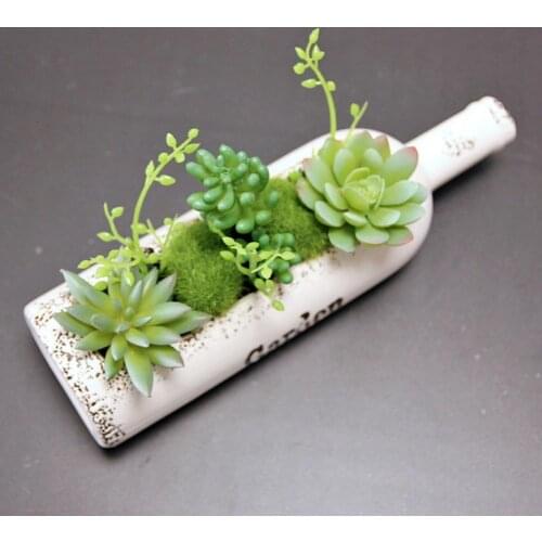 Artificial Succulents Eco-friendly Eye-catching PVC Fake Succulents Plants with Flower Pot for Home