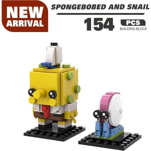 MOC Spongebobal & Gary Brickheadz Anime Characters Building Blocks Movie Figures Enlighten Brick Childrens Toys Gift MOC-38051