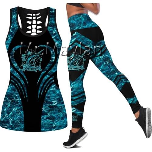 3D Digital Printed Fishing Hollow Tanktop Women Sexy Vest Girls Fashion Tank tops Blue Clothes ropa mujer Oversized Drop ship