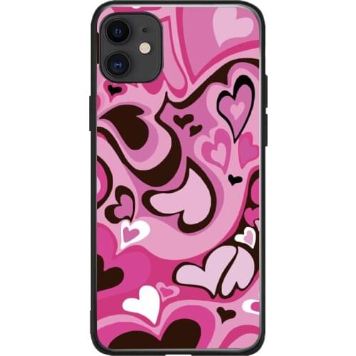 Soft Silicone Phone Cover Case for iPhone 6 6S 7 8 Plus X Xs XR 11 12 Mini Pro Max 5 5S SE 2020 TPU Pink loves Pattern