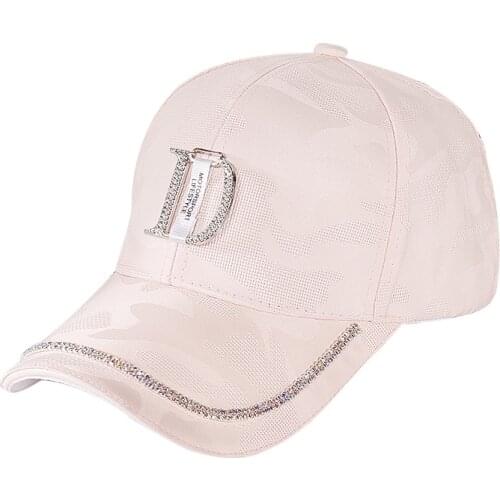 2020 New Metal Letter M Women Baseball Cap Breathable Mesh Outdoor Adjustable Embroidered Rhinestone D Mark Hats Summer Sunhat