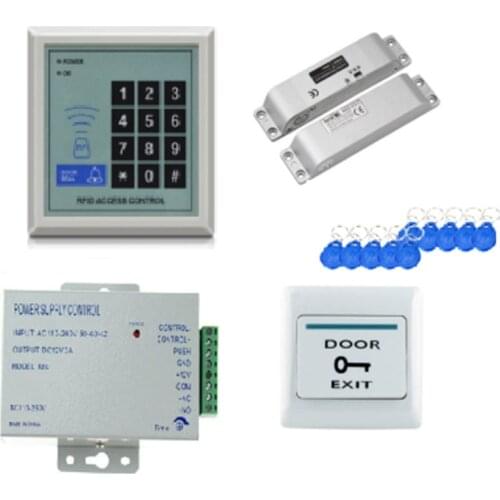 New-RFID Keypad Door Access Control System Kit Electric Magnetic Electronic Door Lock Power Supply 5Pcs Key Fobs Full Set Door S