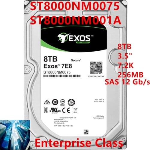 New HDD For Seagate Brand 8TB 3.5" 7.2K SAS 12Gb/s 256MB For Internal HDD For Enterprise Class HDD For ST8000NM0075 ST8000NM001A