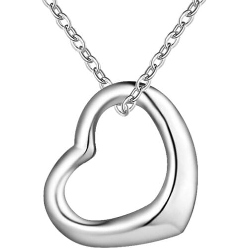 Wholesale silver color high quality caring necklace exquisite fashion women simple jewelry wedding heart pendant necklace p063