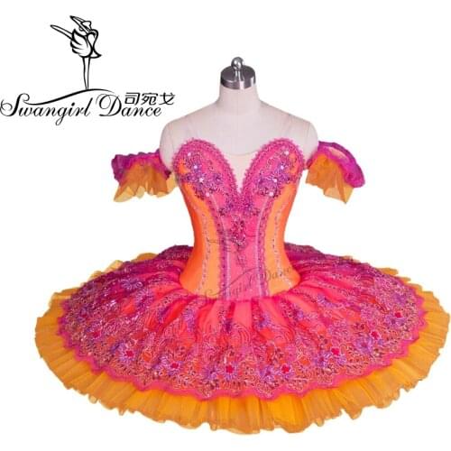 Adult orange professional pancake ballet tutus girls classical platter tutu for competition ballet costumes for girlsBT9058