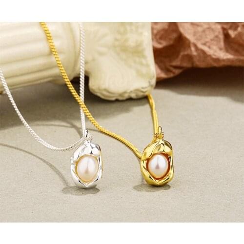 Amaiyllis 925 Sterling Silver Vintage Fashion Clavicle Chain Shell Beads Necklace Irregular Temperament Necklace Jewelry