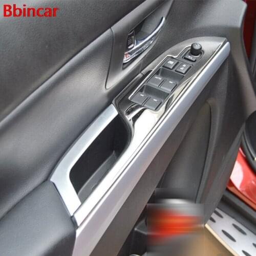 Bbincar Stainless Steel Door Window Glass Panel Armrest Lift Switch Button Cover Trim Lamp For Suzuki S-cross SX4 2014 2015 2016