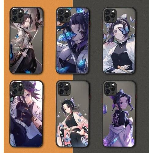 Kochou Shinobu Demon Slayer anime Phone Case black matte transparent For iPhone 7 8 x xs xr 11 12 pro plus mini max Clear Funda