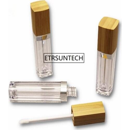 30pcs 6ml Empty Lip Gloss Tube Clear Lip Balm Tubes Containers Refillable Bottles Lip Gloss Tubes With Bamboo Lid F3686