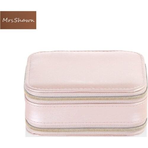 Mrs.Shawn Jewelry Box Portable Storage Organizer Zipper Portable Women Display Travel Case