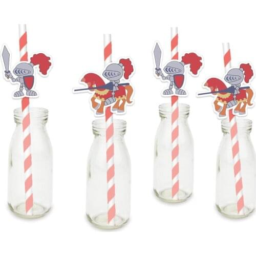 Knights Party Straw 24PCS For Paper Straws Birthday Decoration Party Festive Supplies Paper Drinking Straws Event Supplies