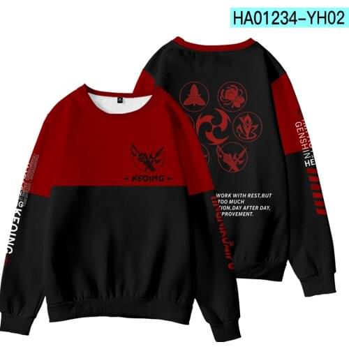 3D Genshin Impact Round Collar Sweatshirts Fashion O-neck Game Hip Hop Tops Autumn Boys Girls Casual Streetwear Clothes