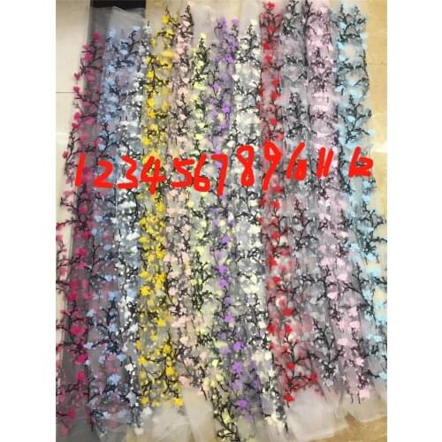 Unique african tulle guipure lace fabric with small 3D flowers French Net Lace Fabric for party dress YG-649