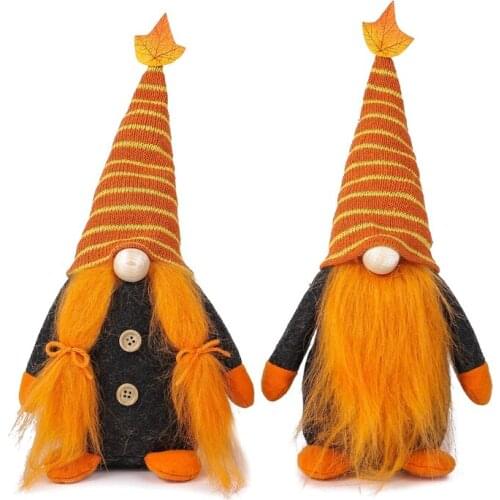 Harvest Festival Autumn Pumpkin Maple Leaf Faceless Dwarf Doll Decoration Shopping Mall Bar Home Thanksgiving Decoration