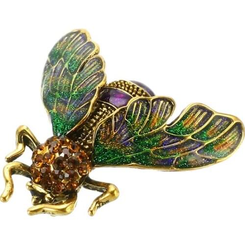Vintage Rhinestone Alloy Cicada Brooches Crystal Enamel Brooch Pins For Women Men Jewelry Christmas Gifts
