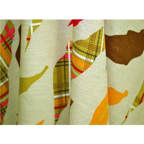 Foreign trade tail single fashion casual beige bottom color digital print natural hemp fabric shirt semi skirt dress/1m