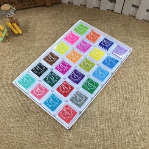 1set DIY 24 Colors Kawaii Ink Pad Cartoon Craft Stamps Inkpad for Scrapbooking Decoration Korean Stationery