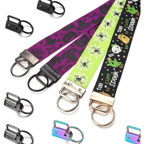 10pcs Key Fob Hardware keychain Split Ring Wrist Wristlets Cotton Tail Clip Ribbon leather Clip Foldover Connectors Supplies