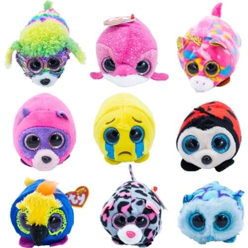 10CM Ty Beanie Boos Big Eyes Stuffed Pea Animal Puppy whale parrot leopard Cute Plush Stuffed Doll Toy Child Birthday Best Gift