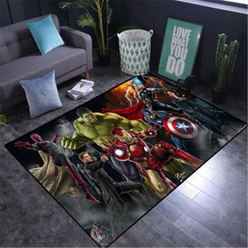 100x160cm Kids Play Mat US Captain/The Avenger Thick Carpet Mat for Living Room Doormat Flannel Print Bedroom Non-slip Floor Rug
