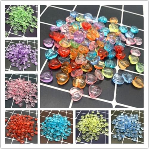 30pcs10mm Acrylic Transparent peach heart beads DIY Handmade Beaded Jewelry Loose Beads Bracelet Accessories