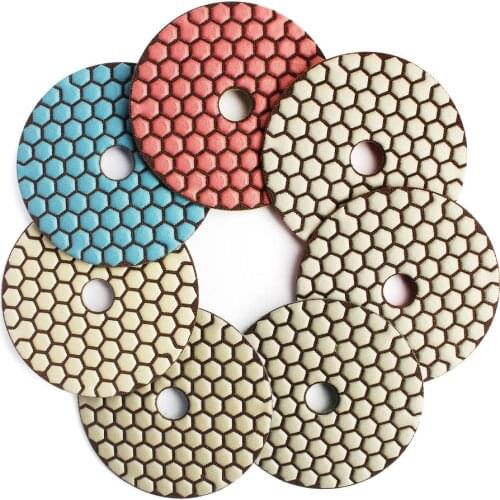 7Pcs/set 4 Inch 100mm Dry Diamond Polishing Pads For Concrete Marble Granite Resin Bond Flexible Sanding Discs