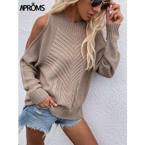 Женские пуловеры с открытыми плечами APROMS China At AliExpress