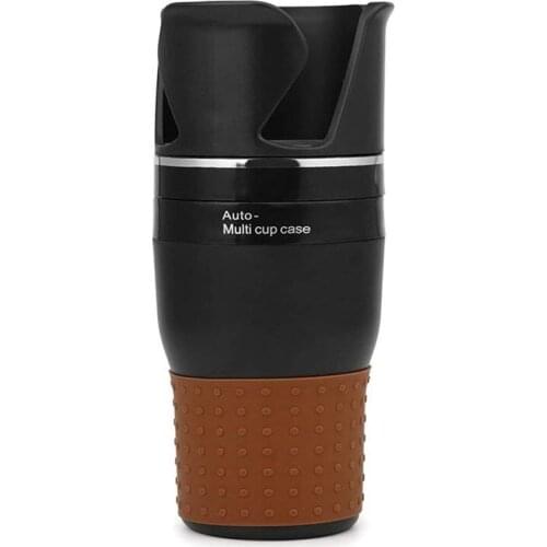 Car Multi Cup Holder Multifunctional Organiser 4 in 1 Bottle Insert for Drink Water Coffee Cell Phone Sunglasses (Black)