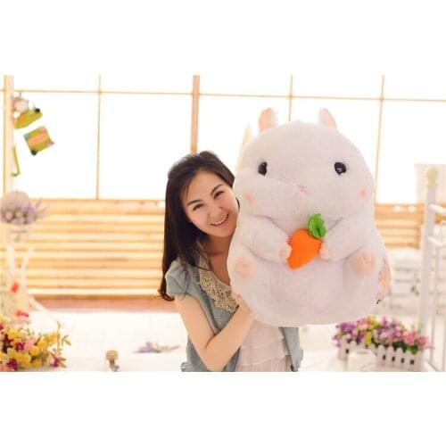 Large 55cm cartoon white hamster plush toy hug carrot,soft doll throw pillow birthday gift b1339