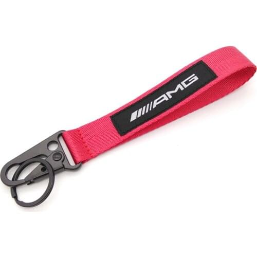 Classic gift Eagle beak buckle metal shape ribbon embroidery car keychain for Mercedes-Benz AMG logo motorcycle Lanyard key ring