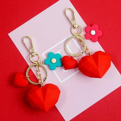 2021 Cute Creative 3D Red Heart Valentines Gift High Quality Keychain For Women Key Chains Ring Car Bag Pendent Charms D463